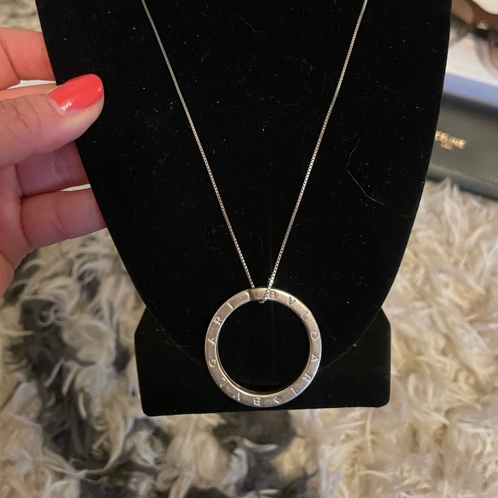 BVLGARI 925 Sterling Silver Key Ring w/ necklace